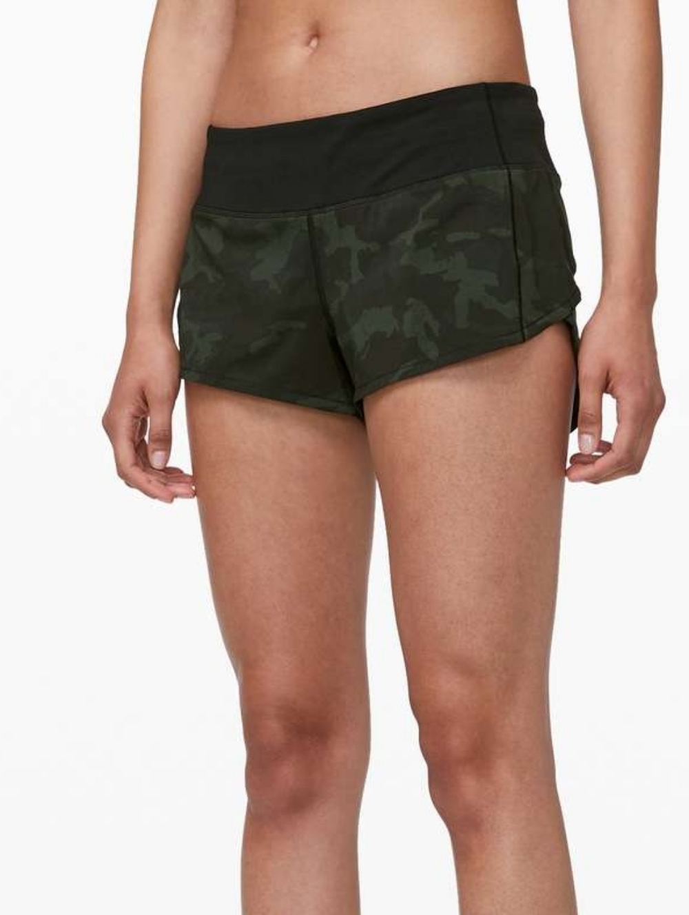 Lululemon Speed Up Short *2.5"Incognito Camo Multi Gator Green / Black, Size 6